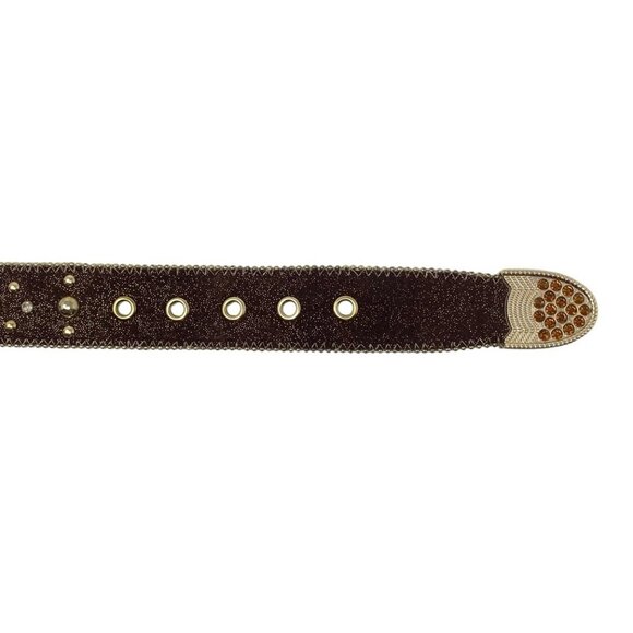 Kathy Van‎ Zeeland Womens Brown Glitter Studded Gorgeous Embellished Belt Size M - Picture 5 of 6
